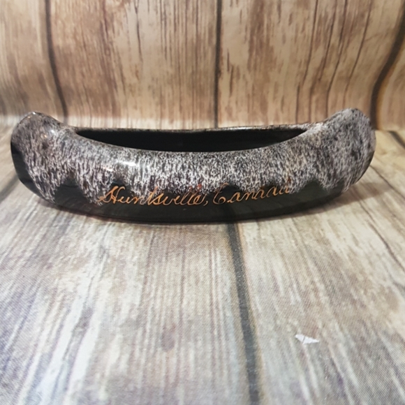 Canadian drip glaze pottery canoe - Picture 1 of 5